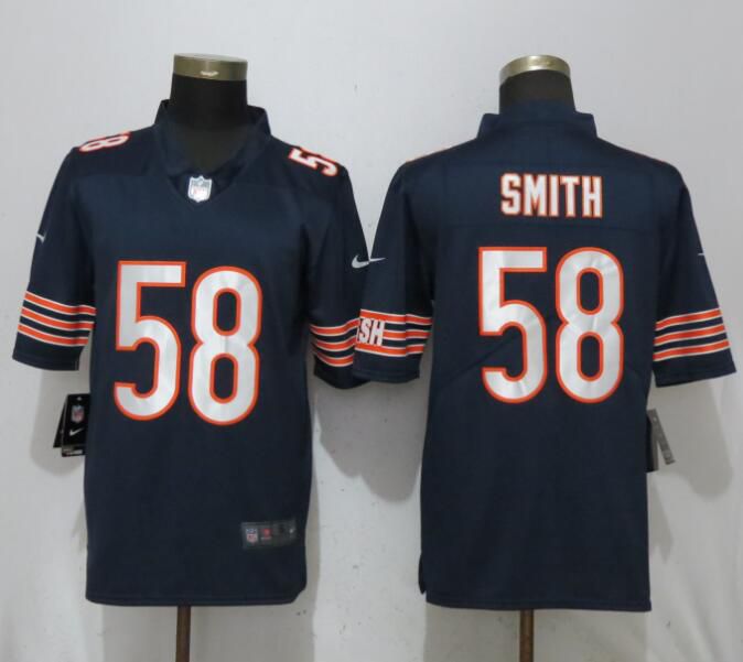 Men Chicago Bears #58 Smith Navy Blue Vapor Untouchable Player Nike Limited NFL Jerseys->chicago bears->NFL Jersey